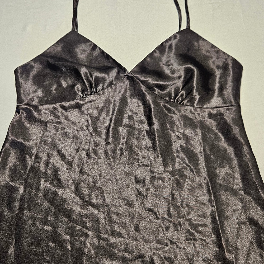 Babydollβ Satin Chemise Nightgown Womens Medium Black V-Neck Adjustable Straps